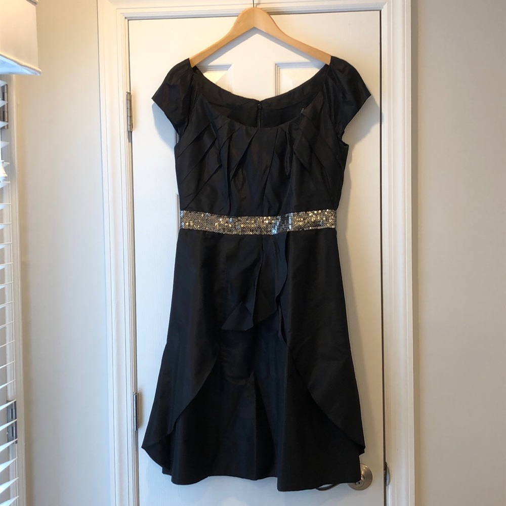Carmen Marc Valvo Black Silk Evening Dress